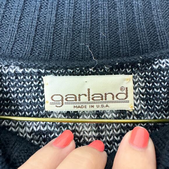 Garland VINTAGE black snowflake mock neck tunic oversized sweater Size 18 - Picture 3 of 5